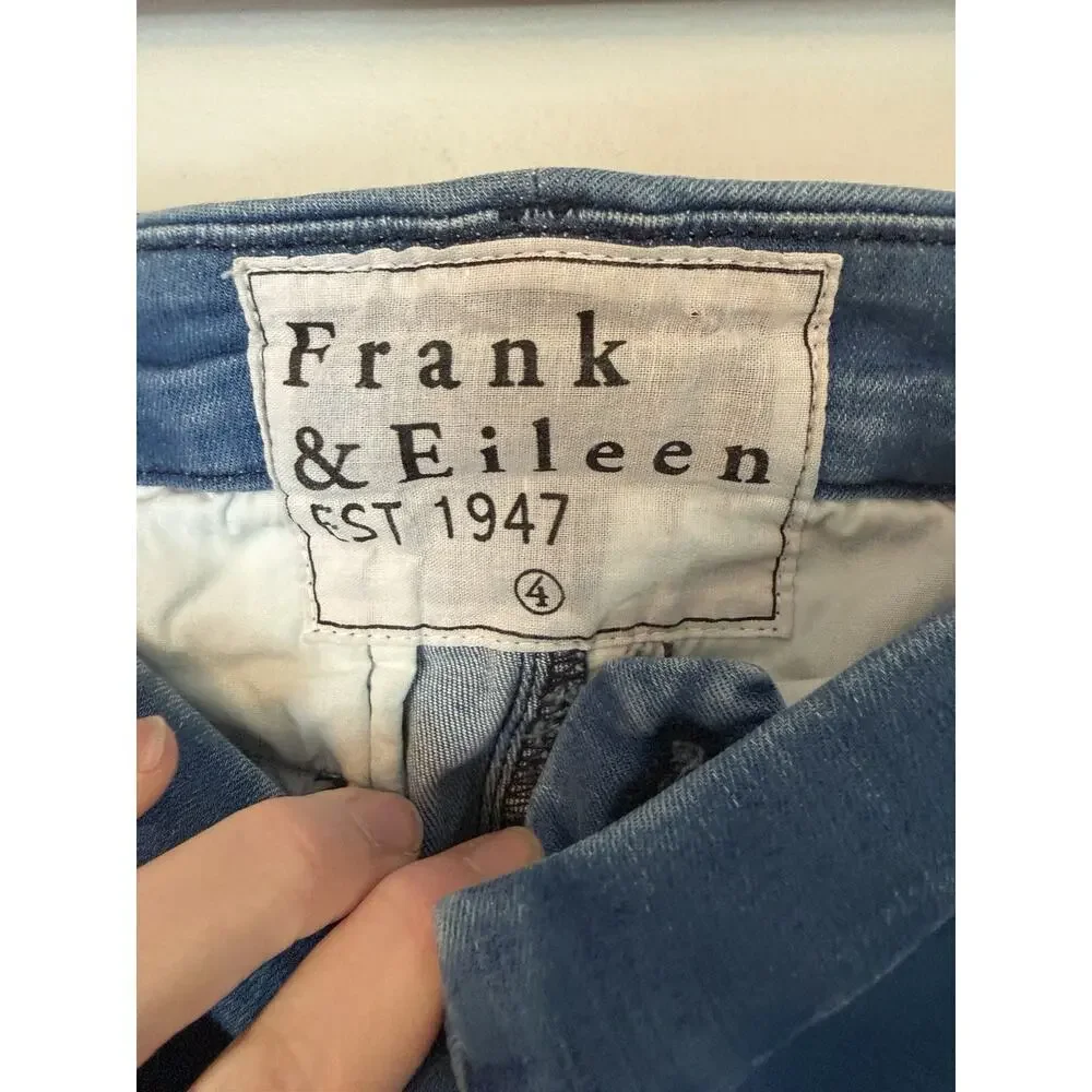 Frank & Eileen Wicklow Blue Denim Italian Chino Crop Raw Hem Mid-Rise Size 4